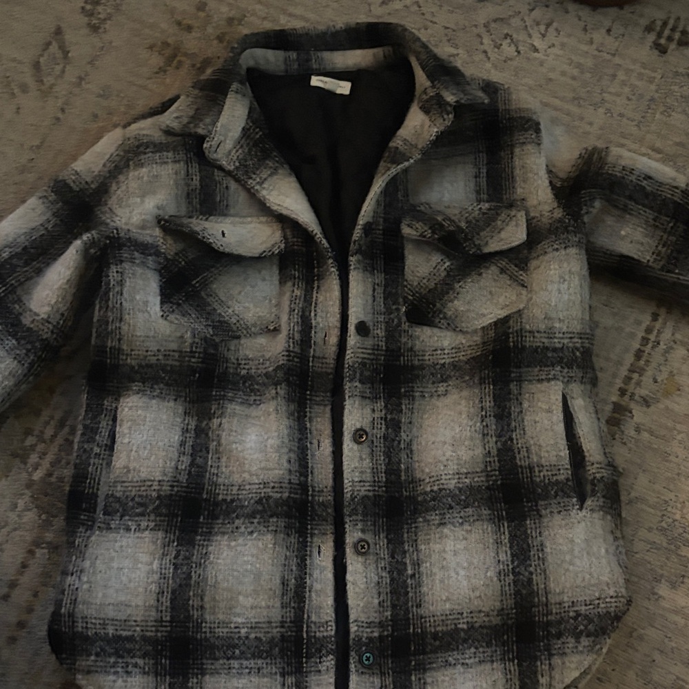 Thread & Supply Black and Gray Plaid Shirt Jacket